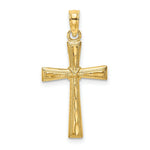 Load image into Gallery viewer, 14K Yellow Gold Diamond-cut & Textured Cross Charm Pendant