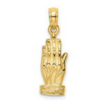 Load image into Gallery viewer, 14K Yellow Gold 3-D Praying Hands Charm Pendant