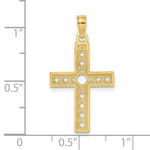 Load image into Gallery viewer, 14K Yellow Gold Diamond-cut & XO Pattern Cross Charm Pendant