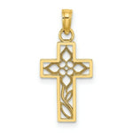 Load image into Gallery viewer, 14K Yellow Gold Flower In Cross Charm Pendant