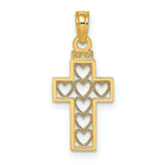 Load image into Gallery viewer, 14K Yellow Gold Cut-Out Heart Design Cross Charm Pendant