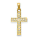 Load image into Gallery viewer, 14K Yellow Gold Diamond-cut EDGE & FILIGREE CENTER Cross Charm Pendant