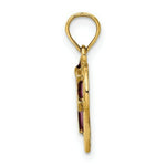 Load image into Gallery viewer, 14K Yellow Gold With Purple Stained Glass Cross Heart Charm Pendant