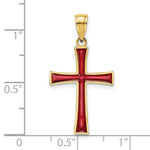 Load image into Gallery viewer, 14K Yellow Gold Red Stained Glass Cross Charm Pendant