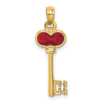 Load image into Gallery viewer, 14K Yellow Gold Polished Enameled Heart Key Charm Pendant