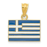 Load image into Gallery viewer, 14K Yellow Gold Solid Enameled Greece Flag Pendant