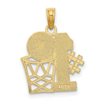 Load image into Gallery viewer, 14K Yellow Gold #1 Basketball STORY With Hoop Charm Pendant