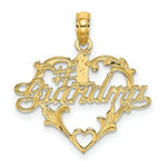 Load image into Gallery viewer, 14K Yellow Gold #1 Script Grandma In Heart Charm Pendant