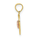 Load image into Gallery viewer, 14K Two Tone Gold Flower On Waven Heart Charm Pendant