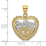 Load image into Gallery viewer, 14K Tri-Color Gold SWEET 16 In Heart Charm Pendant