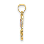 Load image into Gallery viewer, 14K Tri-Color Gold Flower In Heart Charm Pendant