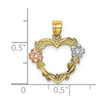 Load image into Gallery viewer, 14K Tri-Color Gold Flower In Heart Charm Pendant