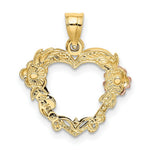 Load image into Gallery viewer, 14K Tri-Color Gold Flower In Heart Charm Pendant