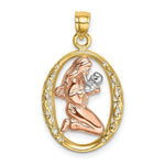 Load image into Gallery viewer, 14K Tri-Color Gold Mother & Baby In Oval Frame Charm Pendant