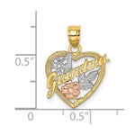 Load image into Gallery viewer, 14K Tri-Color Gold #1 GRANDMA In Heart Charm Pendant