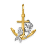 Load image into Gallery viewer, 14K Two-Tone Gold 3-D Anchor & Mermaid Charm Pendant