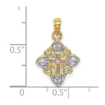 Load image into Gallery viewer, 14K Tri-Color Gold Cross Inside Frame Charm Pendant