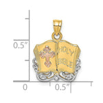 Load image into Gallery viewer, 14K Rose And Yellow Gold With Holy Bible & Cross Charm Pendant