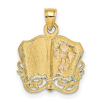 Load image into Gallery viewer, 14K Rose And Yellow Gold With Holy Bible & Cross Charm Pendant
