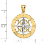 Load image into Gallery viewer, 14K Two-tone Gold Nautical Compass White Needle Charm Pendant