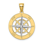 Load image into Gallery viewer, 14K Two-tone Gold Nautical Compass White Needle Charm Pendant
