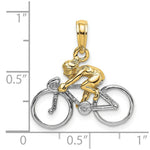 Load image into Gallery viewer, 14K Two-tone Gold 3-D Bicycle Rider Charm Pendant