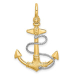 Load image into Gallery viewer, 14K Two-tone Gold 3-D Small Anchor With Rope & Shackle Bail Charm Pendant