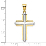 Load image into Gallery viewer, 14K Two-tone Gold Beveled Cross Charm Pendant