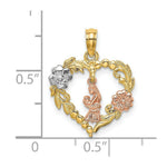 Load image into Gallery viewer, 14K Tri-Color Gold Motherly Love With Flowers In Heart Charm Pendant