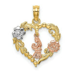 Load image into Gallery viewer, 14K Tri-Color Gold Motherly Love With Flowers In Heart Charm Pendant
