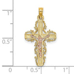 Load image into Gallery viewer, 14K Two-Tone Gold With Lace Trim Crucifix Charm Pendant