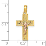 Load image into Gallery viewer, 14K Two-Tone Gold Crucifix On Block Cross Charm Pendant