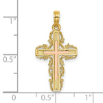 Load image into Gallery viewer, 14K Two-Tone Gold With Lace Trim Cross Charm Pendant