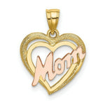 Load image into Gallery viewer, 14K Two-Tone Gold Mom With Heart Charm Pendant