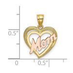 Load image into Gallery viewer, 14K Two-Tone Gold Mom With Heart Charm Pendant