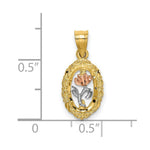 Load image into Gallery viewer, 14K Tri-Color Gold Rose In Oval Frame Charm Pendant