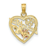 Load image into Gallery viewer, 14K Tri-Color Gold #1 DAUGHTER IN HEART With Flowers Charm Pendant