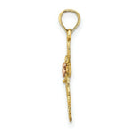 Load image into Gallery viewer, 14K Two-Tone Gold Cross With Cut-Out Flower Charm Pendant