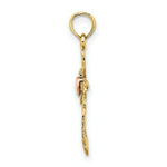 Load image into Gallery viewer, 14K Two-Tone Gold Cross With Heart Charm Pendant