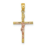 Load image into Gallery viewer, 14K Two-Tone Gold Cross Crucifix Charm Pendant