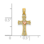 Load image into Gallery viewer, 14K Two-Tone Gold With Heart In Cross Charm Pendant