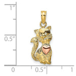 Load image into Gallery viewer, 14K Two-Tone Gold Cat With Heart Charm Pendant