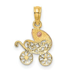 Load image into Gallery viewer, 14K Two-Tone Gold BABY STROLLER With Visor Charm Pendant