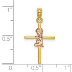 Load image into Gallery viewer, 14K Two-Tone Gold & 2-D Boy On Cross Charm Pendant