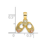 Load image into Gallery viewer, 14K Two-Tone Gold BABY BOOTIES With Teddy Bear Charm Pendant