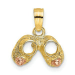 Load image into Gallery viewer, 14K Two-Tone Gold BABY BOOTIES With Teddy Bear Charm Pendant