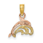 Load image into Gallery viewer, 14K Rose Gold Dolphin & Wave Charm Pendant
