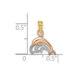Load image into Gallery viewer, 14K Rose Gold Dolphin & Wave Charm Pendant