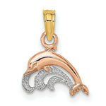 Load image into Gallery viewer, 14K Rose Gold Dolphin & Wave Charm Pendant