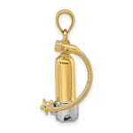 Load image into Gallery viewer, 14K Two-tone Gold 3-D Single Scuba Tank With Hair Hose Charm Pendant